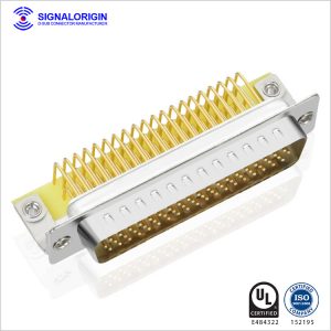 High density right angle 78 pin d sub connector