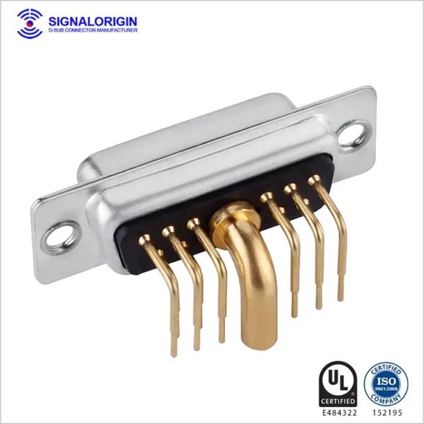 11w1 D-Sub Female Right Angle High Current Connector