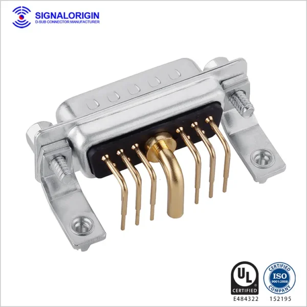 11w1 D-Sub Male Right Angle High Current Connector