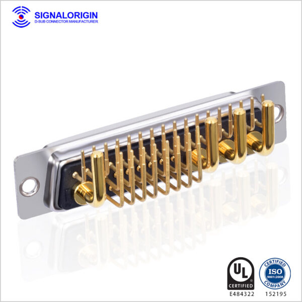 36w4 d-sub combo right angle high current pcb connector - 图片 2