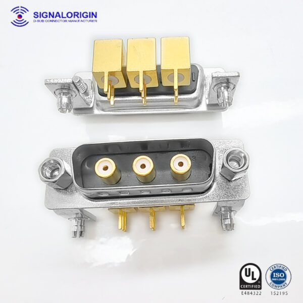 D-Sub 3W3 Male Right Angle PCB Mount Coaxial RF Connector with Rivet ...